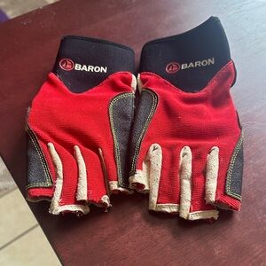 Men's Baron sailing gloves Red and Black Fingerless Work Gloves